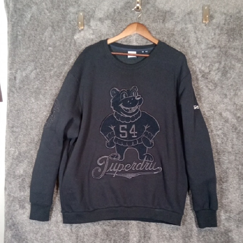 Superdry Collegiate Bear Graphic Men's Crewneck Sweater Eclipse Navy Size 2XL